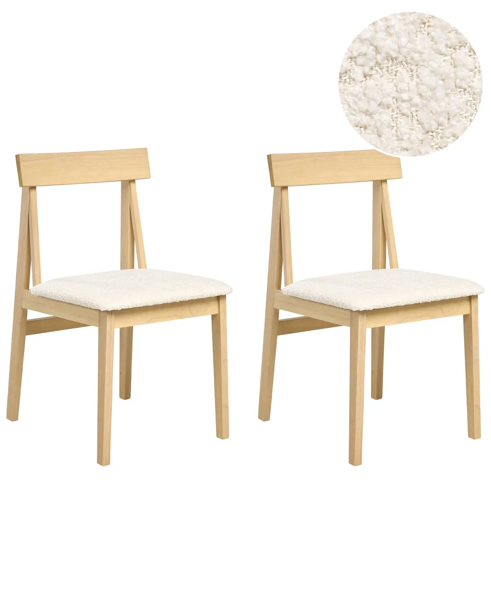 Set of 2 Dining Chairs ISLE Wood Light Brown/ Beige