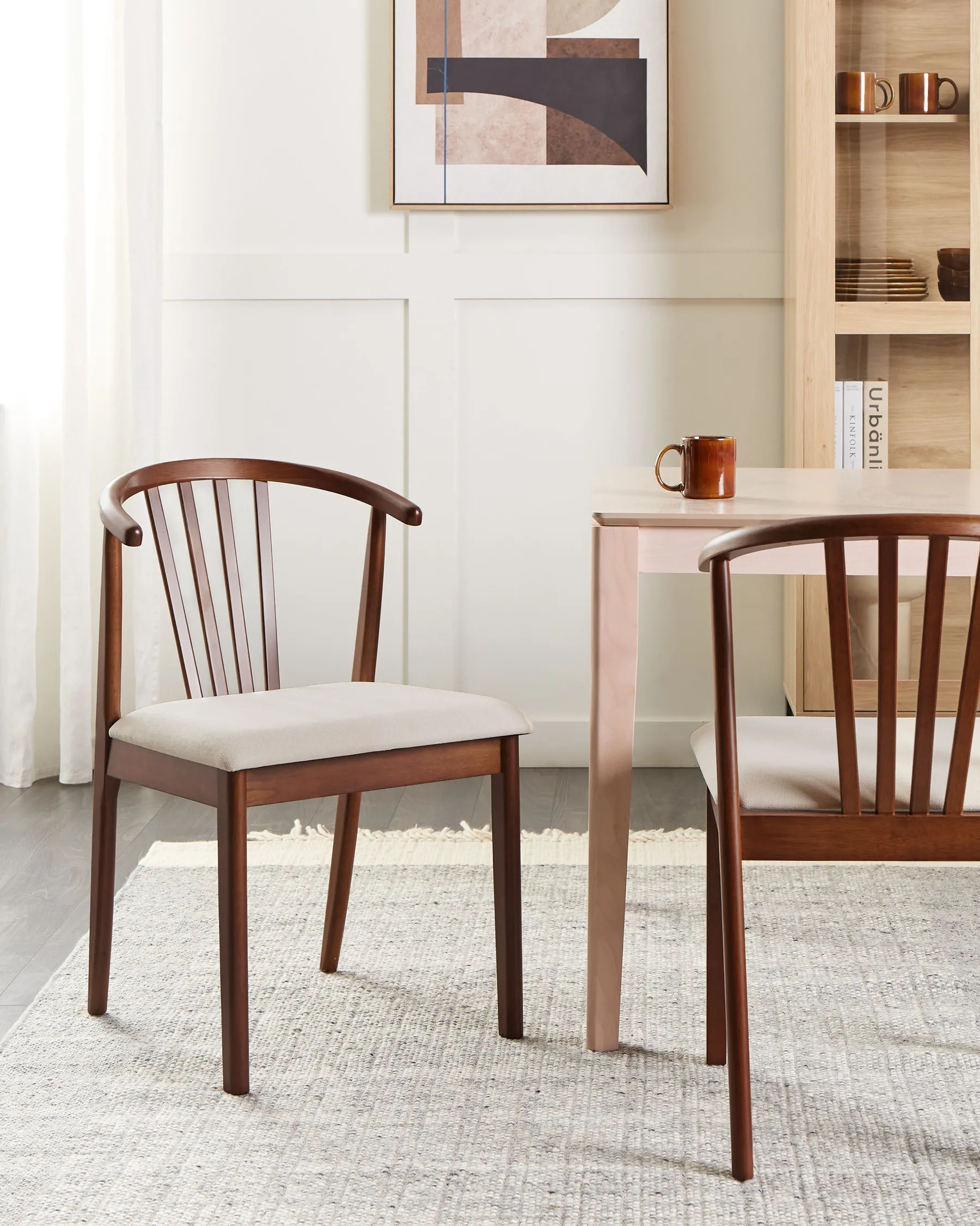 Ruokatuolisetti 2 kpl CRAIG puu Tummanruskea/beige_926548