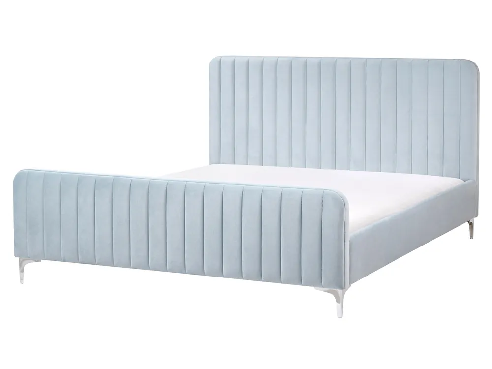Bed Velvet LUNAN 160 x 200 cm (EU King Size) Light Blue