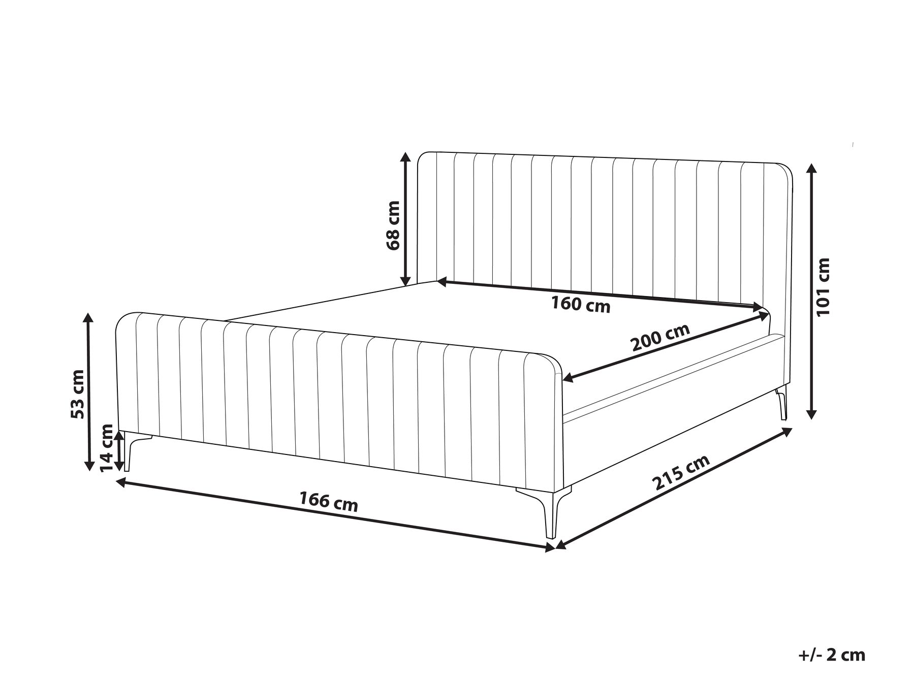 Sänky Buklee LUNAN 160 x 200 cm Luonnonvalkoinen_960773