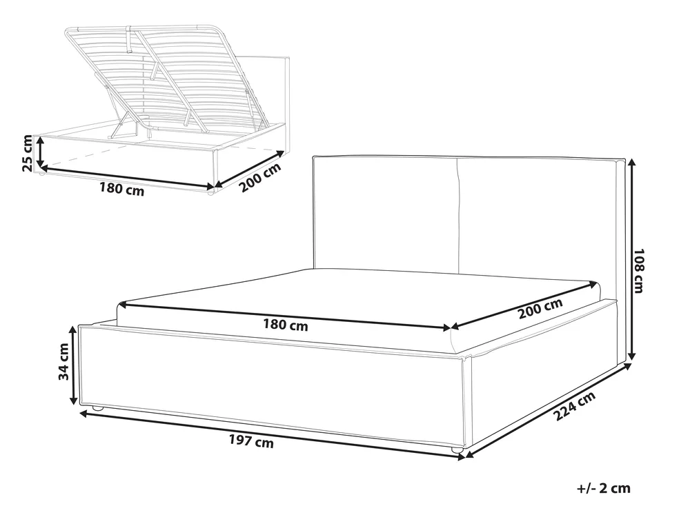 Ottoman Bed MOISSAC Boucle Off-White 180 x 200 cm (EU Super King)_928931
