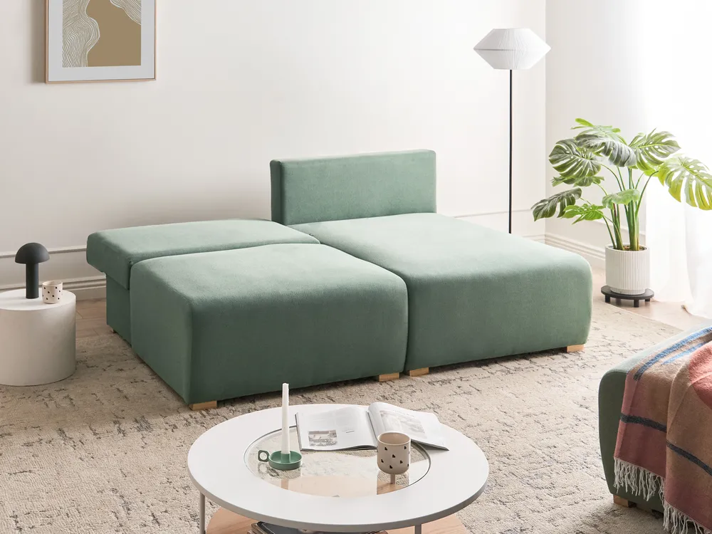 Modular Corner Sofa NERBO Fabric Light Green Left Hand_1035334