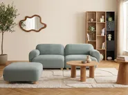 Modular Sofa 2 Seater AMLI with Ottoman Fabric Light Green_1069962