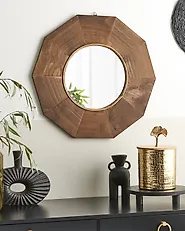 Väggspegel ASEM 60 cm 60 cm Poppelträ Brun_1170343