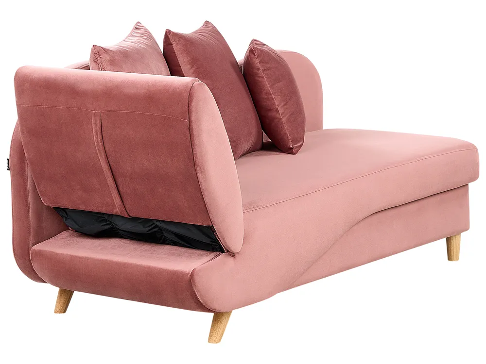 Left-Hand Chaise Longue MERI with Storage Velvet Pink_914292