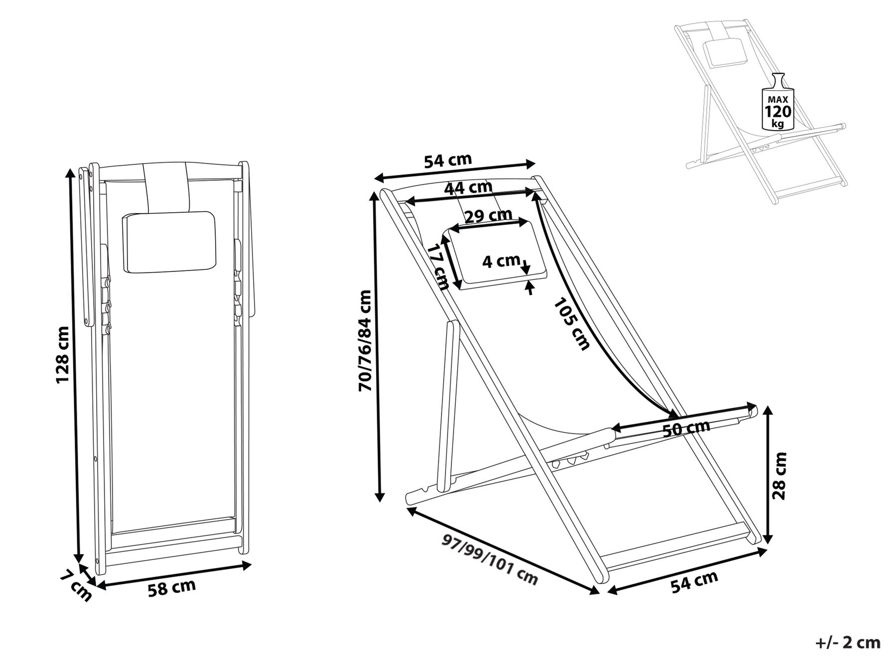 Folding Deck Chair AVELLINO Acacia Wood Off-White_765541