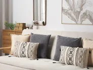 Set of 2 Decorative Cushions PULMONARIA 30 x 50 cm Beige Geometric Pattern_815375