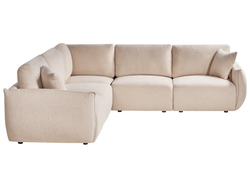 Modular Corner Sofa 5 Seater MESNALI Boucle Beige Right Hand_1046634