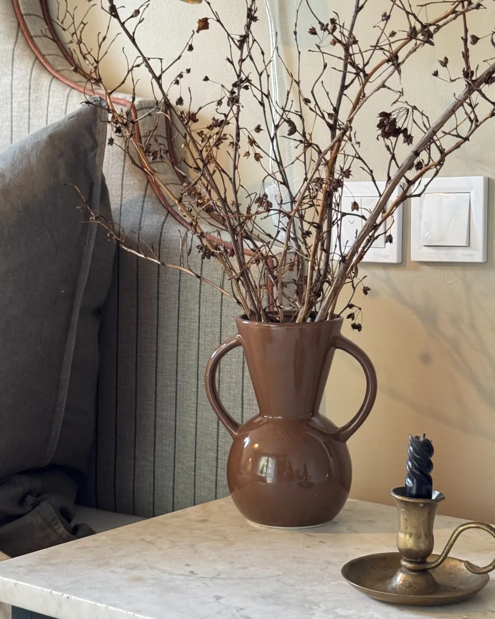 Flower Vase ORESTIADA 19 cm Ceramic Brown_1027319