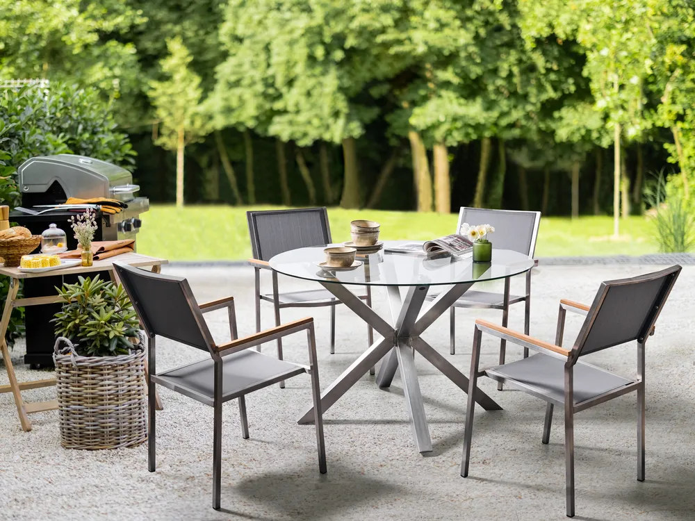 Garden Dining Set 4 Seater MALETTO/GROSSETO Stainless Steel Silver_962357
