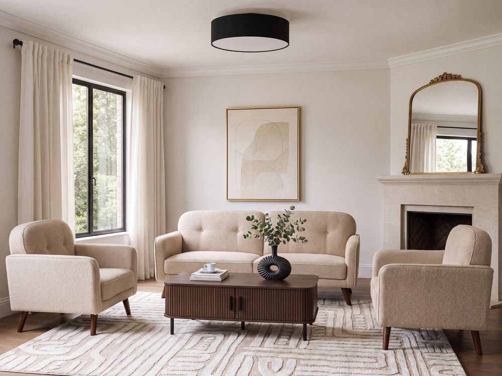 Living Room Set 4 Seater ETTRUM Boucle Beige