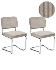 Set of 2 Dining Chairs IRWIN Corduroy Taupe_970316
