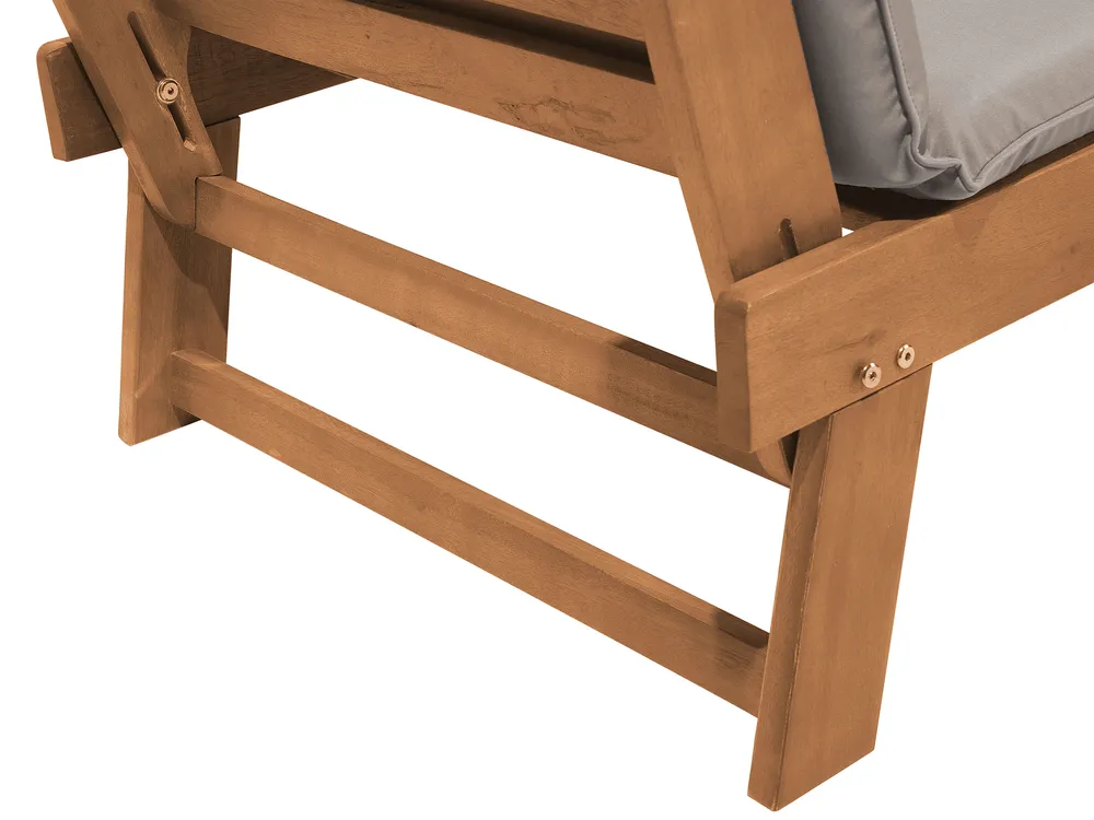 Garden Bench with Cushion PORTICI 210 cm Eucalyptus Wood Light Brown/ Taupe_837486
