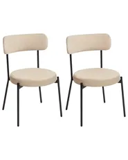Set of 2 Dining Chairs ALLISON Boucle Light Beige_1022210