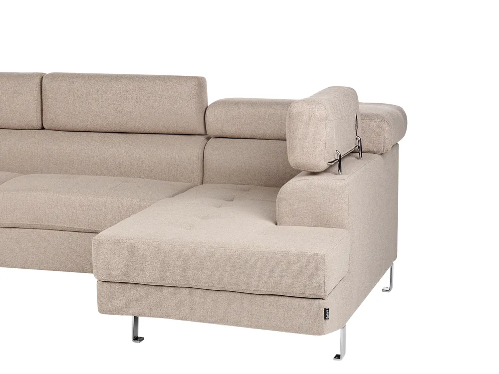 Corner Sofa 5 Seater NORREA Fabric Light Brown Left Hand_919483