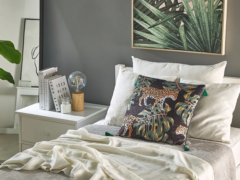 Set of 2 Decorative Cushions KUHI 45 x 45 cm Velvet Black Animal Pattern