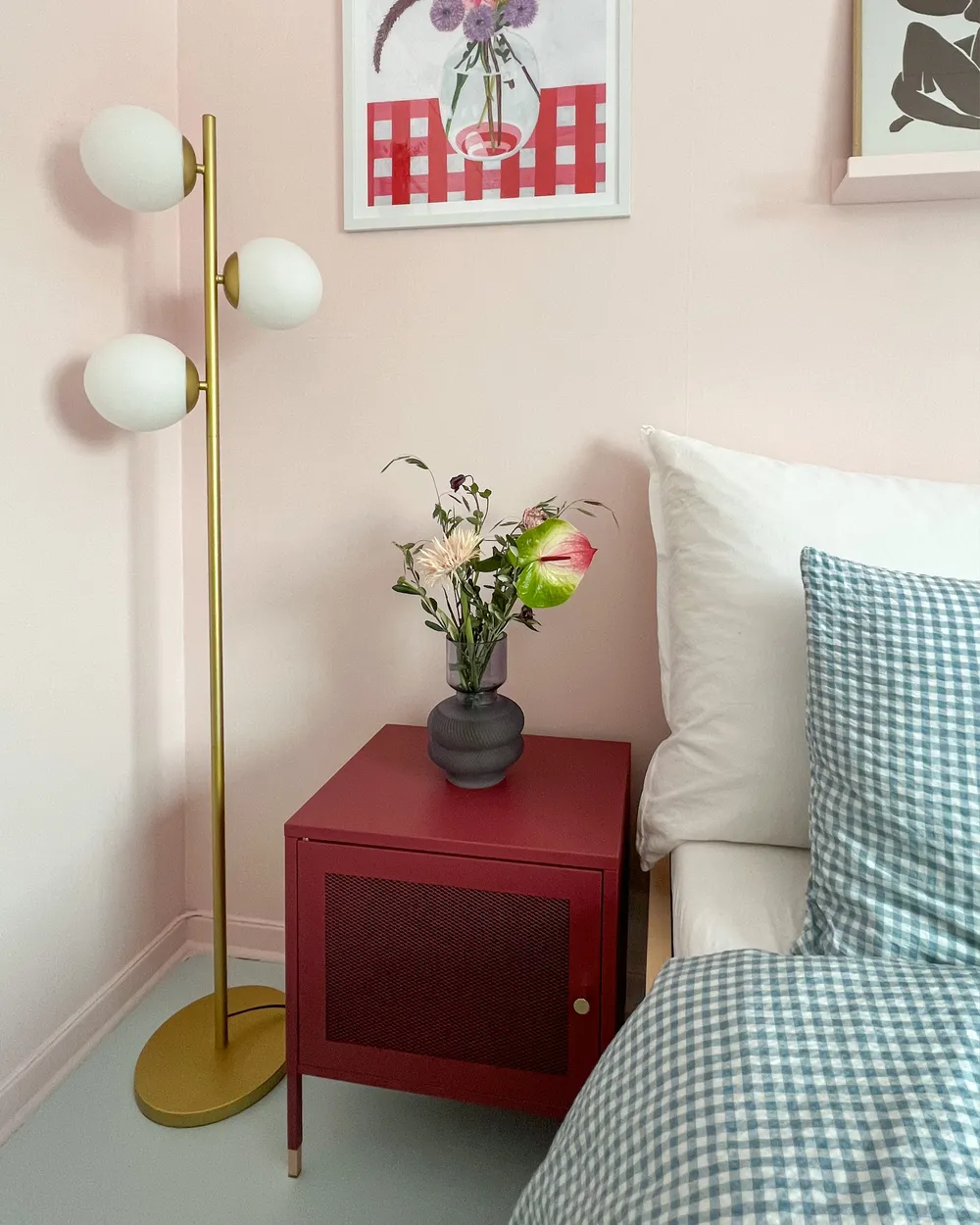 Bedside Table OSSETT Metal Dark Red_851259