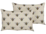 Set of 2 Outdoor Cushions CANNETO Animal Pattern 40 x 60 cm Beige_881401
