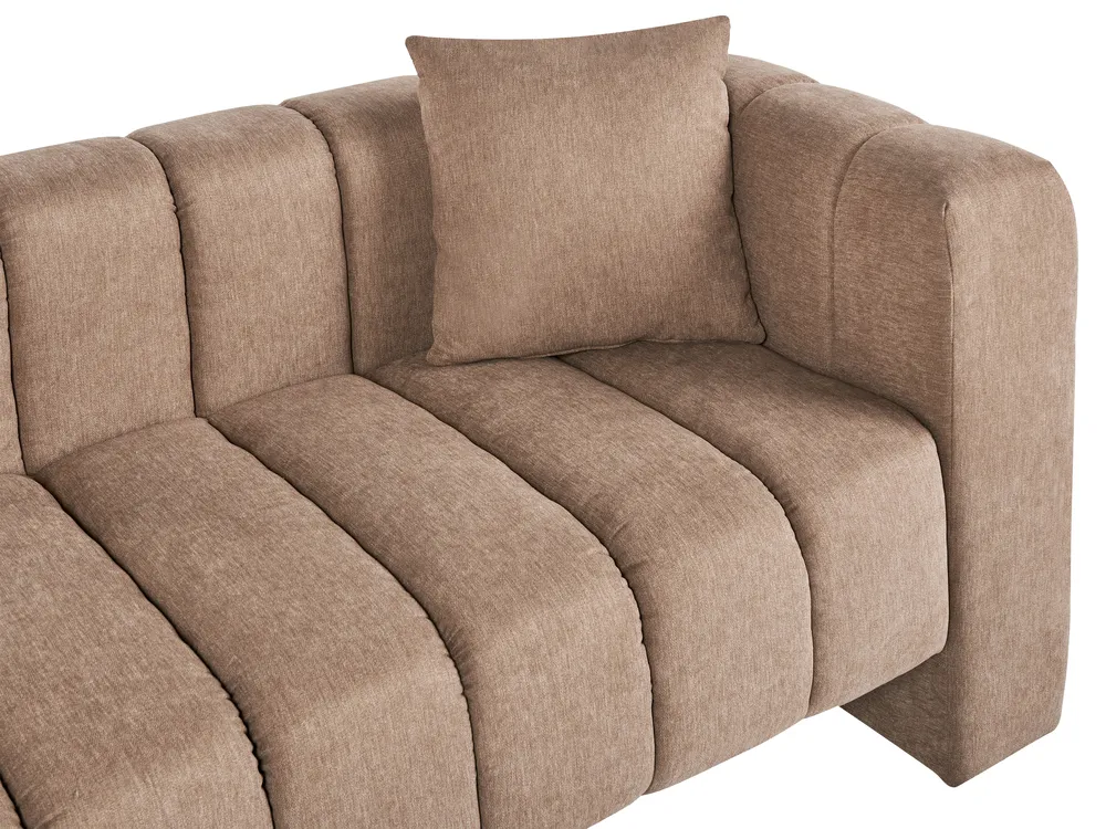 Right-Hand Chaise Longue LANNILS Fabric Light Brown_941988