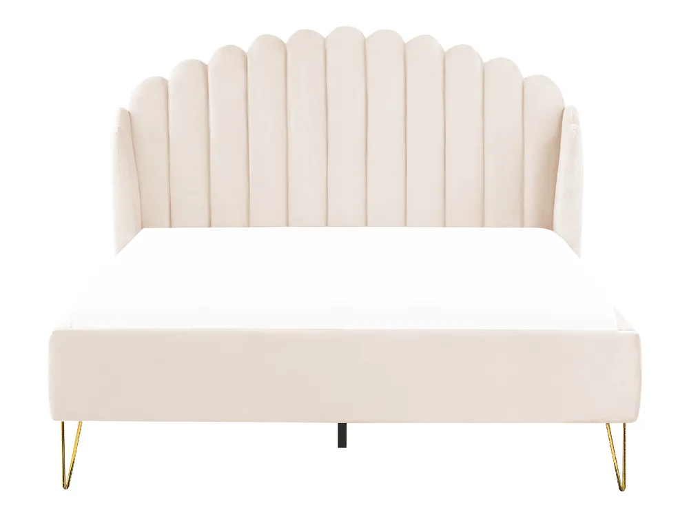 Bed Velvet AMBILLOU 140 x 200 cm (EU Double) Light Beige_857618