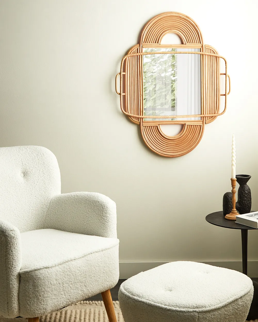 Wall Mirror ALCORN 70 cm 90 cm Rattan Natural