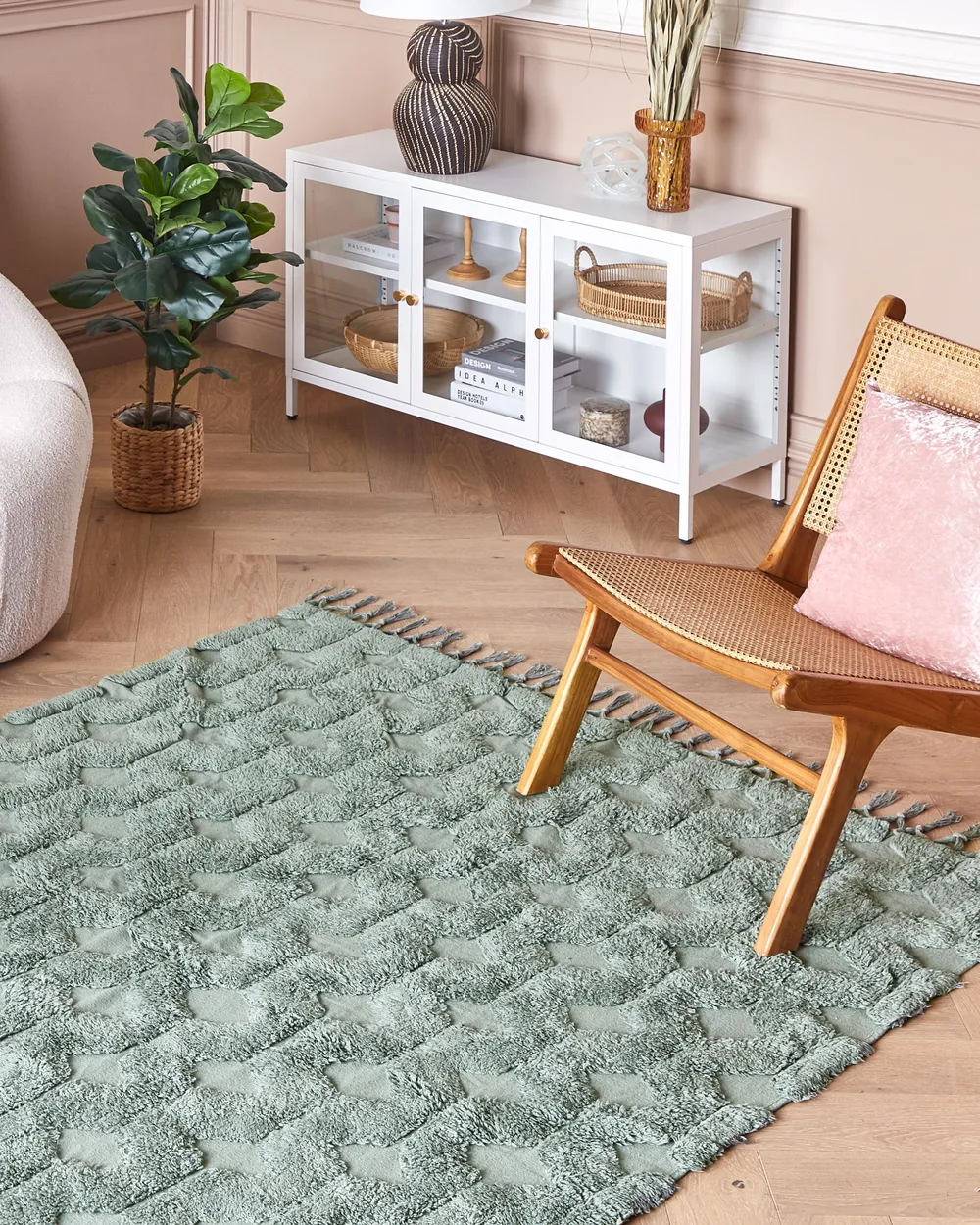 Cotton Area Rug Green KARS Various Sizes