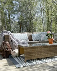 Garden Lounge Set with Table 5 Seater BELLUNO PE Rattan Brown_983681