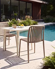Set of 2 Bar Chairs ARICCIA Synthetic Material Light Brown_1149243