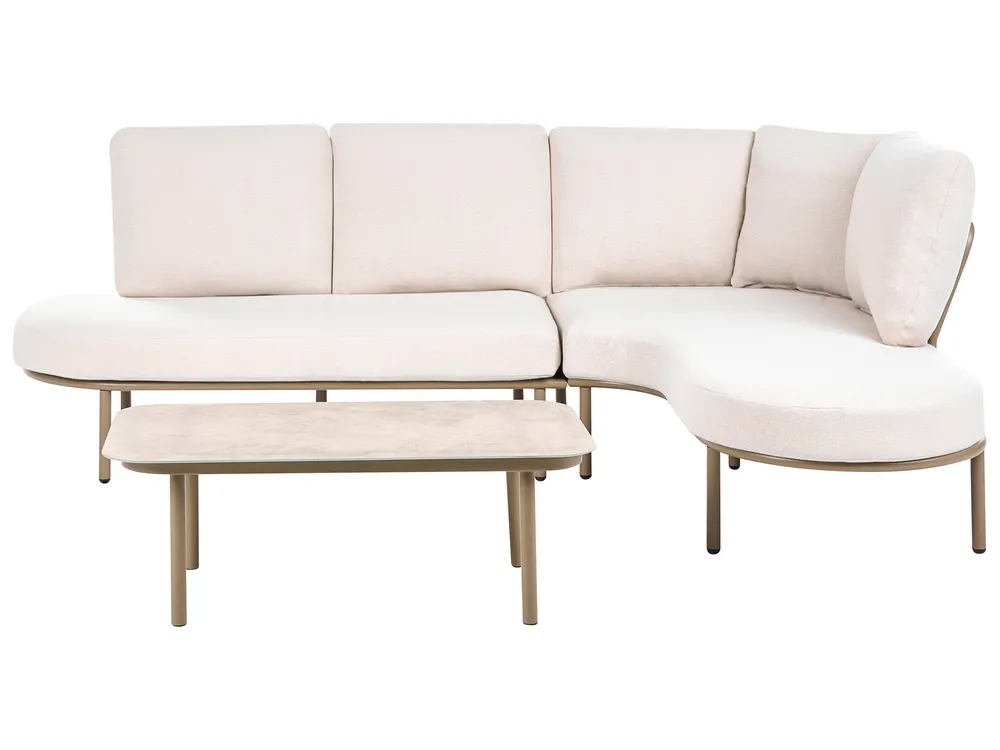Garden Sofa with Table 4 Seater POLLINA Metal Brown_1080503