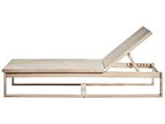 Sun Lounger with Cushion AZZANELLO Reclining Acacia Wood Off-White_956851