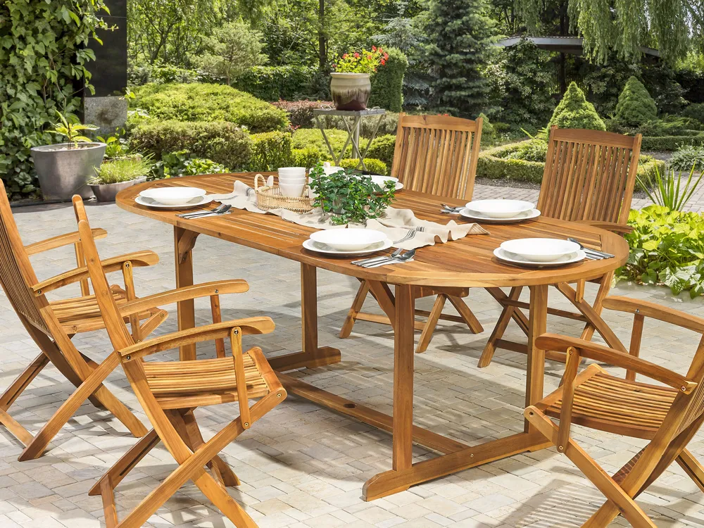 Extending Garden Dining Table MAUI 160/220 cm 100 cm Acacia Wood Light Brown