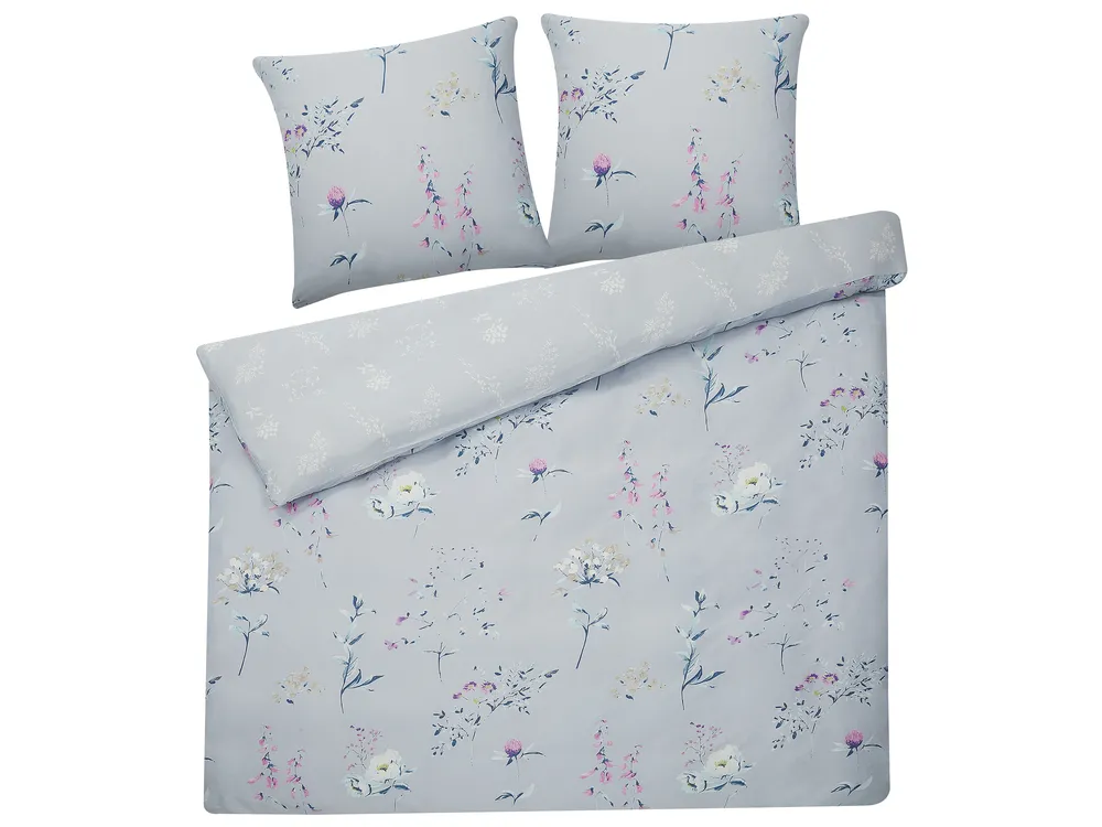 Duvet Cover Set EVERGREEN 200 x 220 cm Sateen Cotton Light Blue_815222