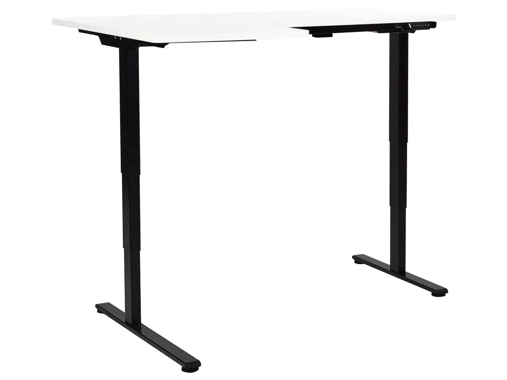 Elektriskt justerbart hörnskrivbord DESTINES 160 cm 109 cm Vit/ Svart Vänstervänd_927808