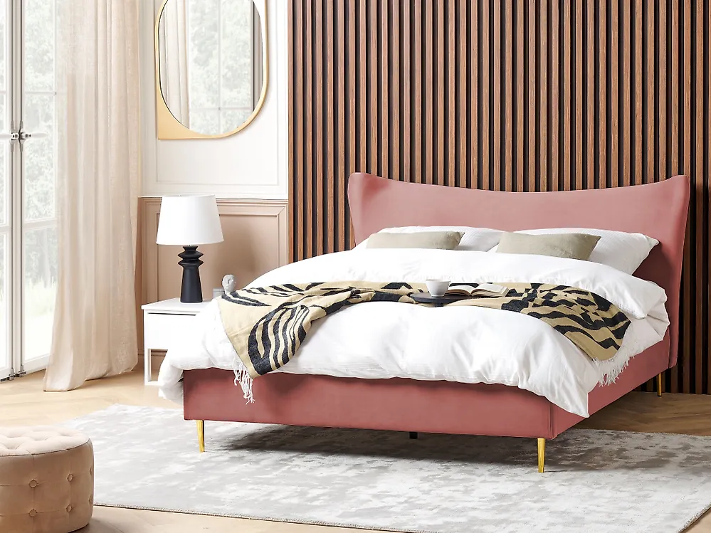 Sänky sametti CHALEIX 180 x 200 cm Persikka_1184532