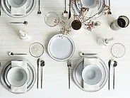 Set med 24 matserviser CHIVES Stengods Ljusgrå_1175702