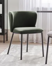 Set of 2 Dining Chairs MINA Fabric Dark Green_872115