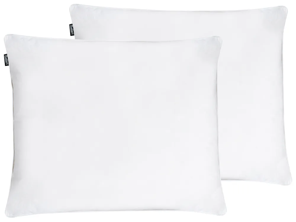 Set of 2 Bed Pillows VIHREN Low 50 x 60 cm Duck Feathers and Down White