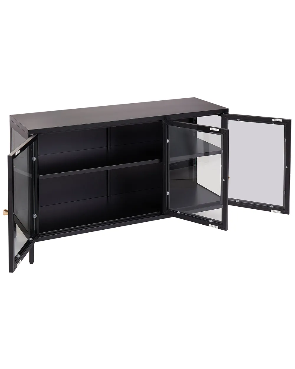 Glass Display Sideboard NEWPORT 115 cm Metal Black_900495