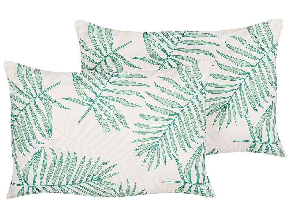 Set of 2 Outdoor Cushions POGGIO Plant Pattern 40 x 60 cm Green