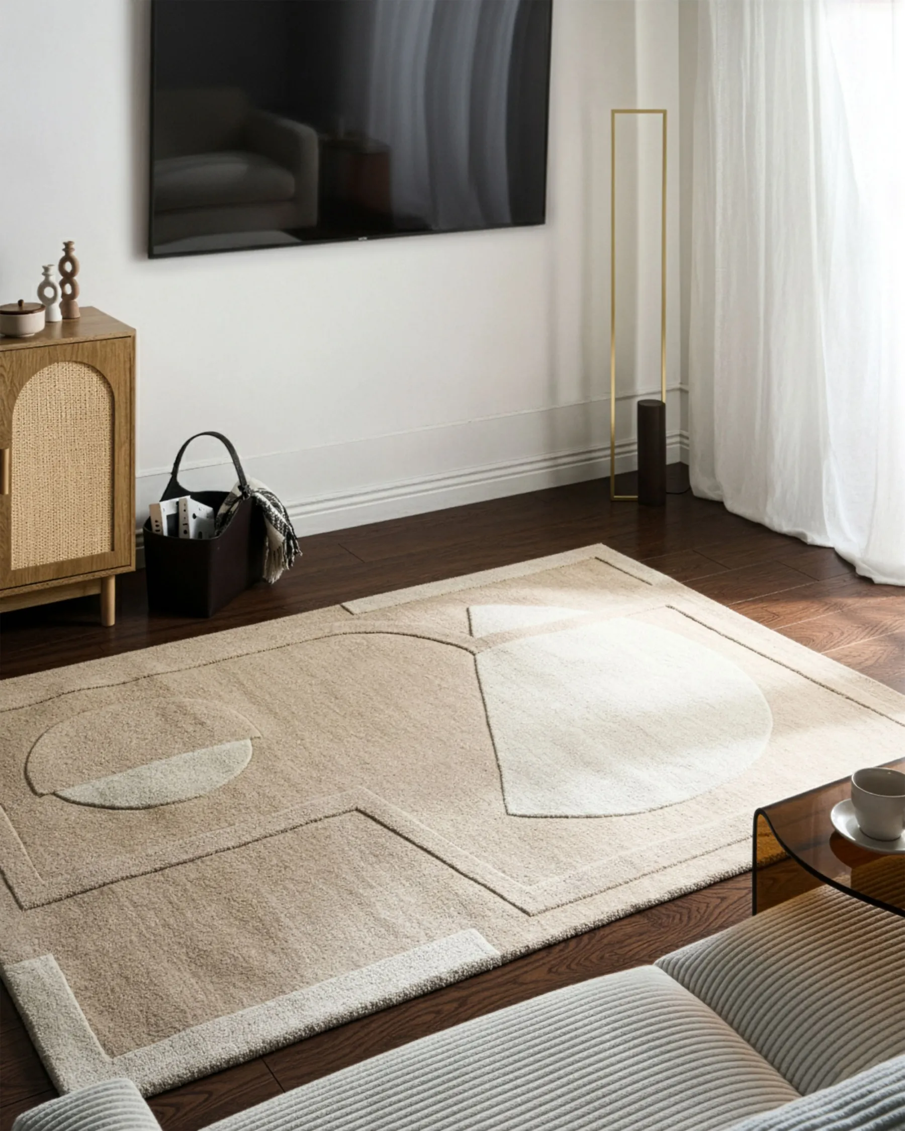 Rug GAYA Beige 200 x 300 cm Wool_1036985