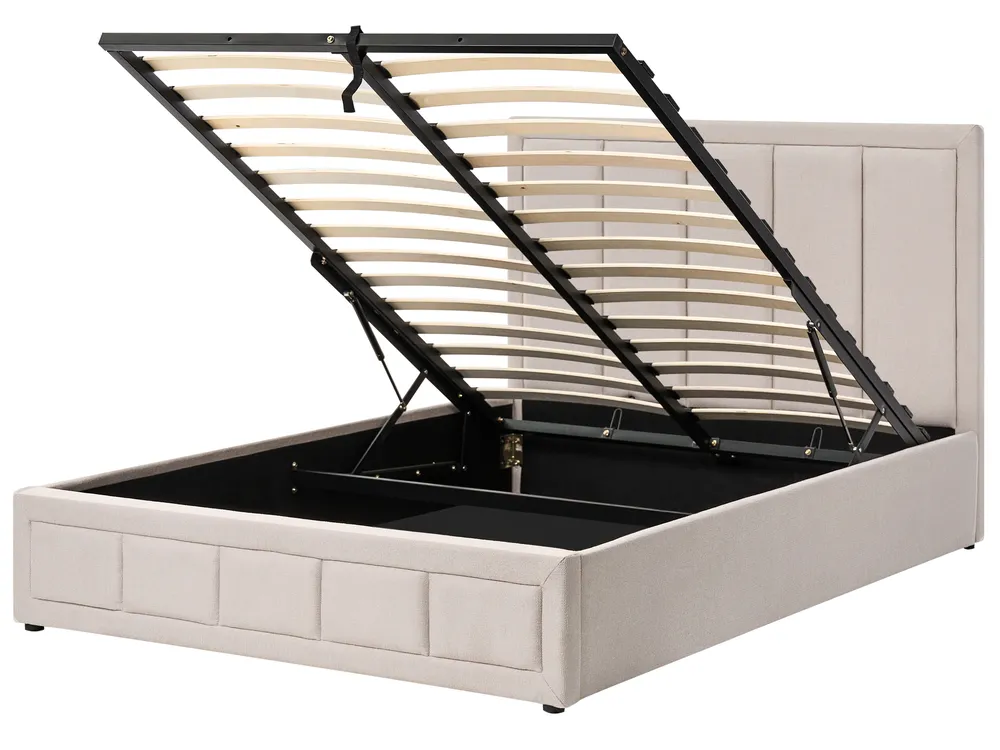 Ottoman Bed QUIBERON Fabric Beige 140 x 200 cm (EU Double)