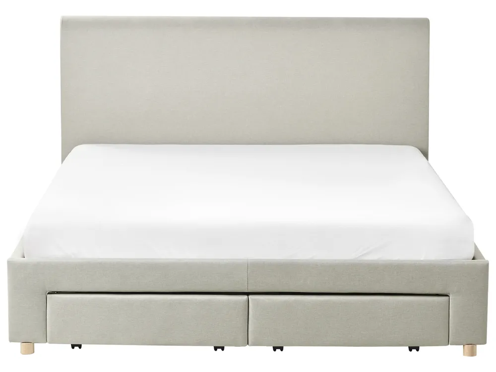 Bed with Storage Drawers SOUTRIN Fabric Beige 160 x 200 cm (EU King Size)_993426
