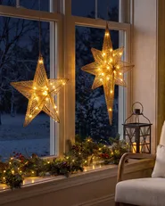 Set of 2 Hanging Decorations BLASJON 30/47 cm Star Gold_1018728