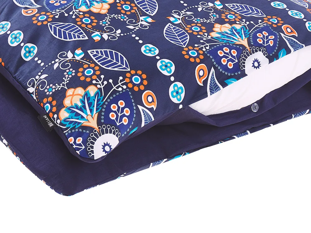 Duvet Cover Set MADRONA 155 x 220 cm Sateen Cotton Dark Blue_803113