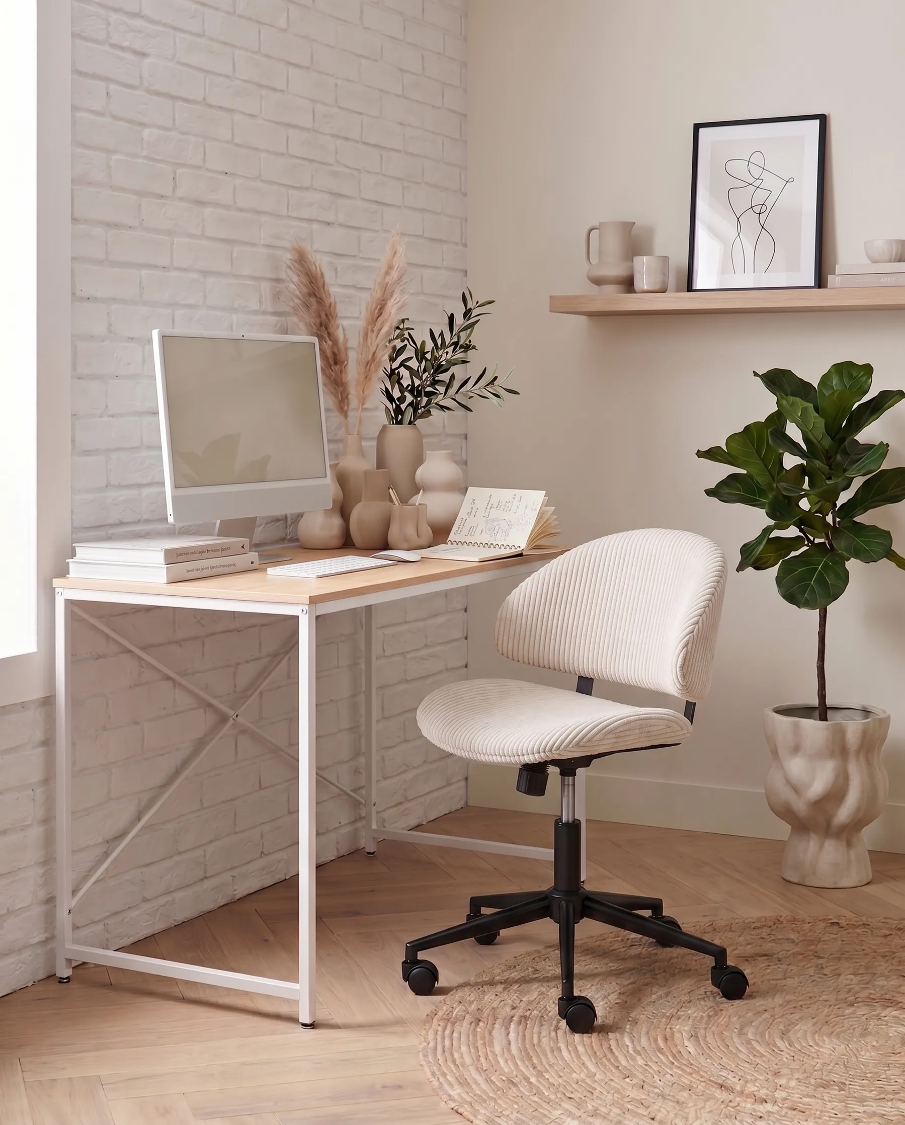 Office Chair KIANA Corduroy Off-White_1042871