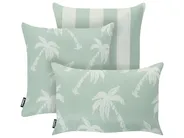 Set of 3 Outdoor Cushions BONNETIA Plant Pattern 30 x 50 cm 45 x 45 cm Light Green_1125353