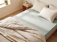 Fitted Sheet JANBU 90 x 200 cm Cotton Light Green_1180232