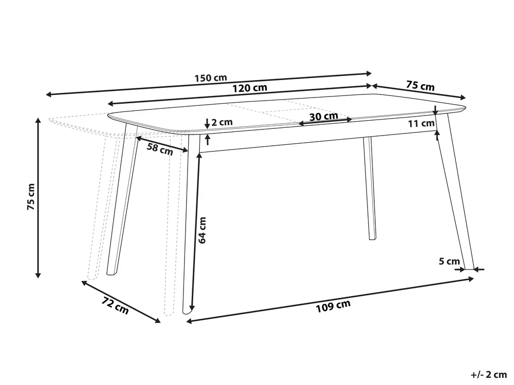 Extending Dining Table MADOX Light Oak 120/150 cm 75 cm_879080