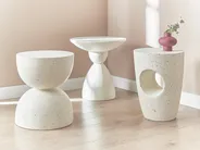 Side Table CAORIA 40 cm 40 cm Terrazzo Effect Off-White_873826