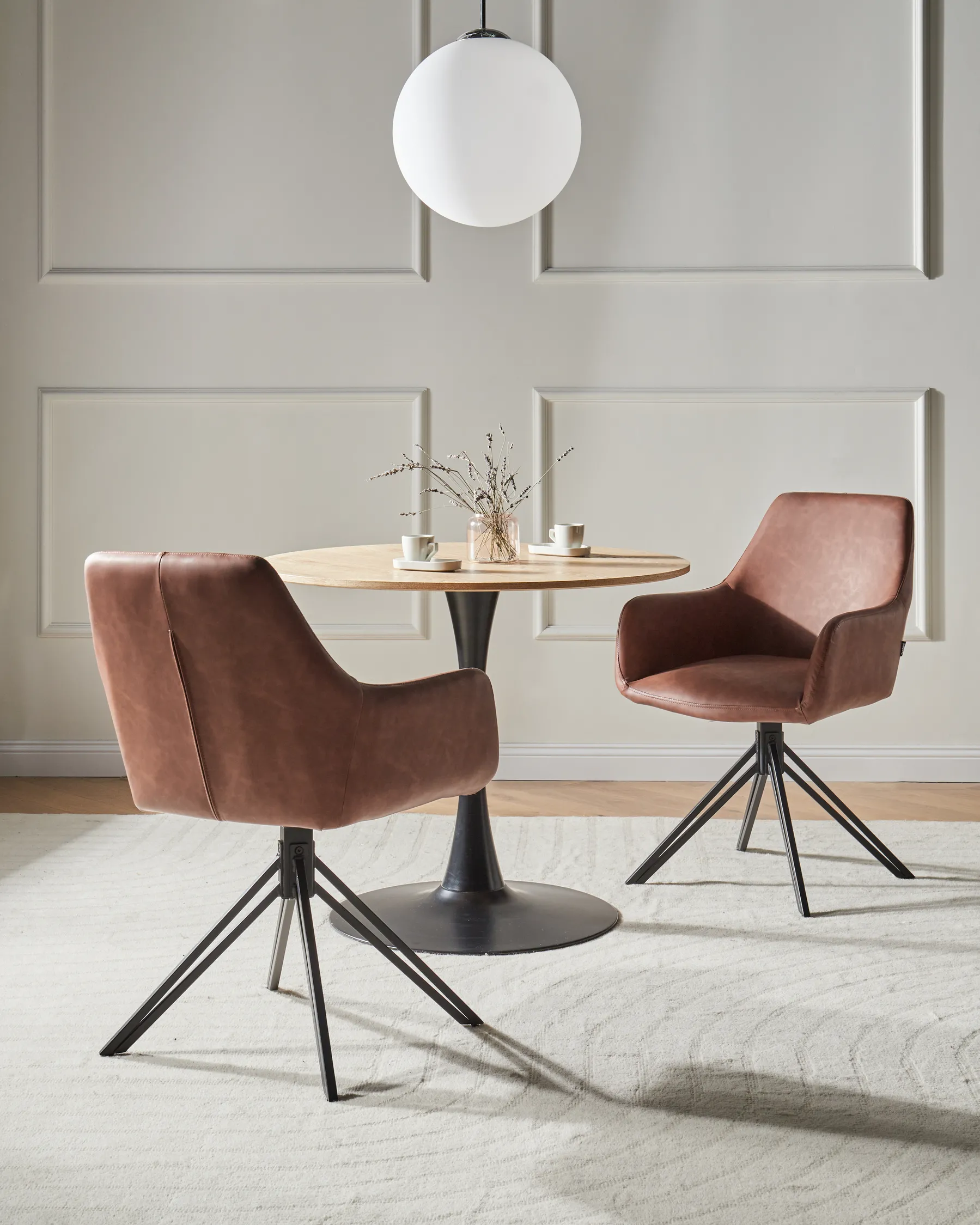 Set of 2 Dining Chairs SANSARC Faux Leather Brown_1026655